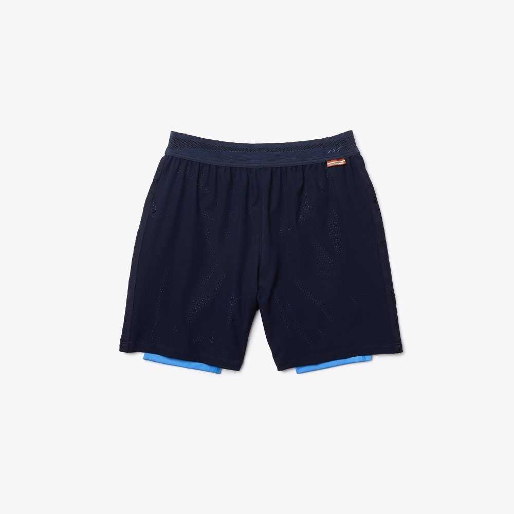 Lacoste SPORT Roland Garros Breathable Light Shorts Navy Blue / Blue / White | GKX-034169