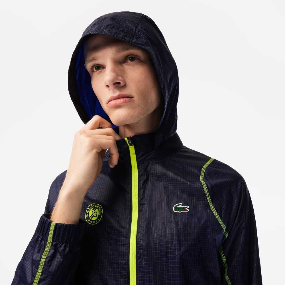 Lacoste SPORT Roland Garros Edition After-Match Jacket Navy Blue / Yellow | BZO-874920