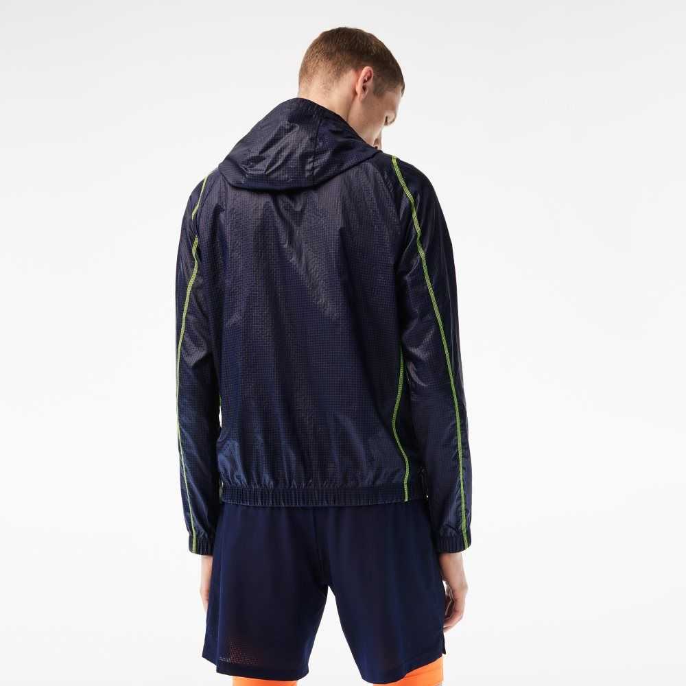 Lacoste SPORT Roland Garros Edition After-Match Jacket Navy Blue / Yellow | BZO-874920