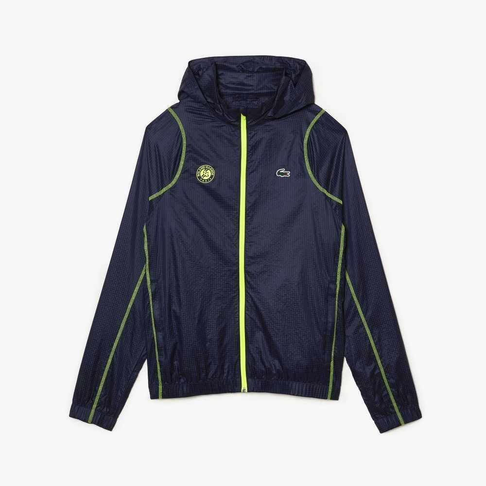 Lacoste SPORT Roland Garros Edition After-Match Jacket Navy Blue / Yellow | BZO-874920