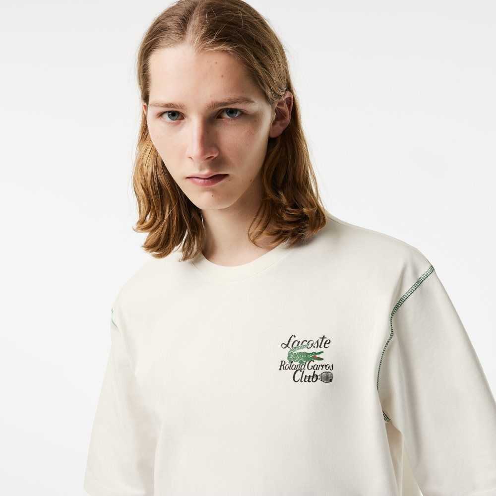 Lacoste SPORT Roland Garros Edition Chunky Jersey T-Shirt White | PYX-873902