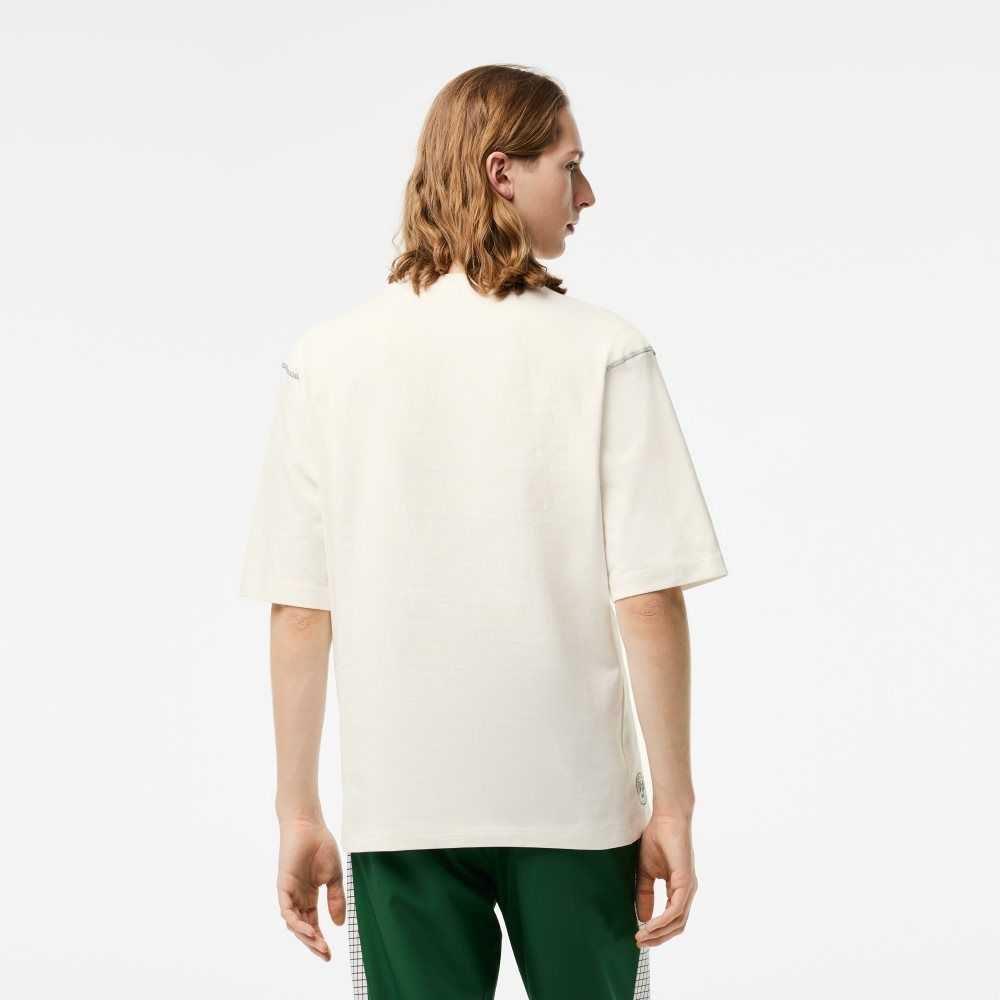 Lacoste SPORT Roland Garros Edition Chunky Jersey T-Shirt White | PYX-873902