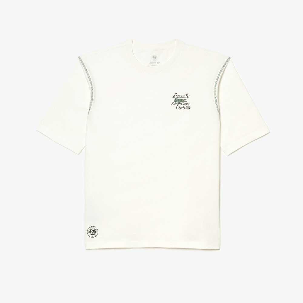 Lacoste SPORT Roland Garros Edition Chunky Jersey T-Shirt White | PYX-873902