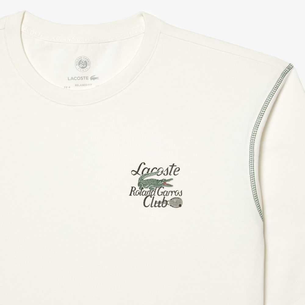 Lacoste SPORT Roland Garros Edition Chunky Jersey T-Shirt White | PYX-873902