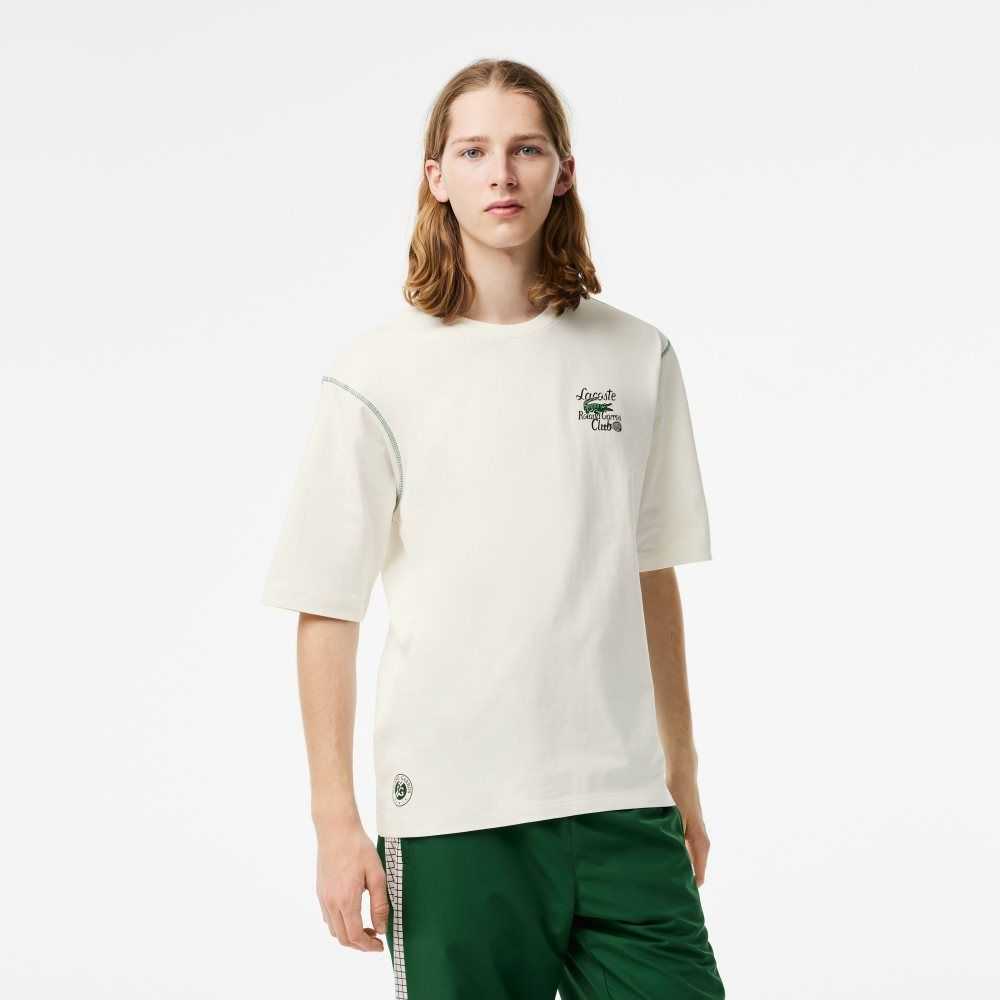 Lacoste SPORT Roland Garros Edition Chunky Jersey T-Shirt White | PYX-873902