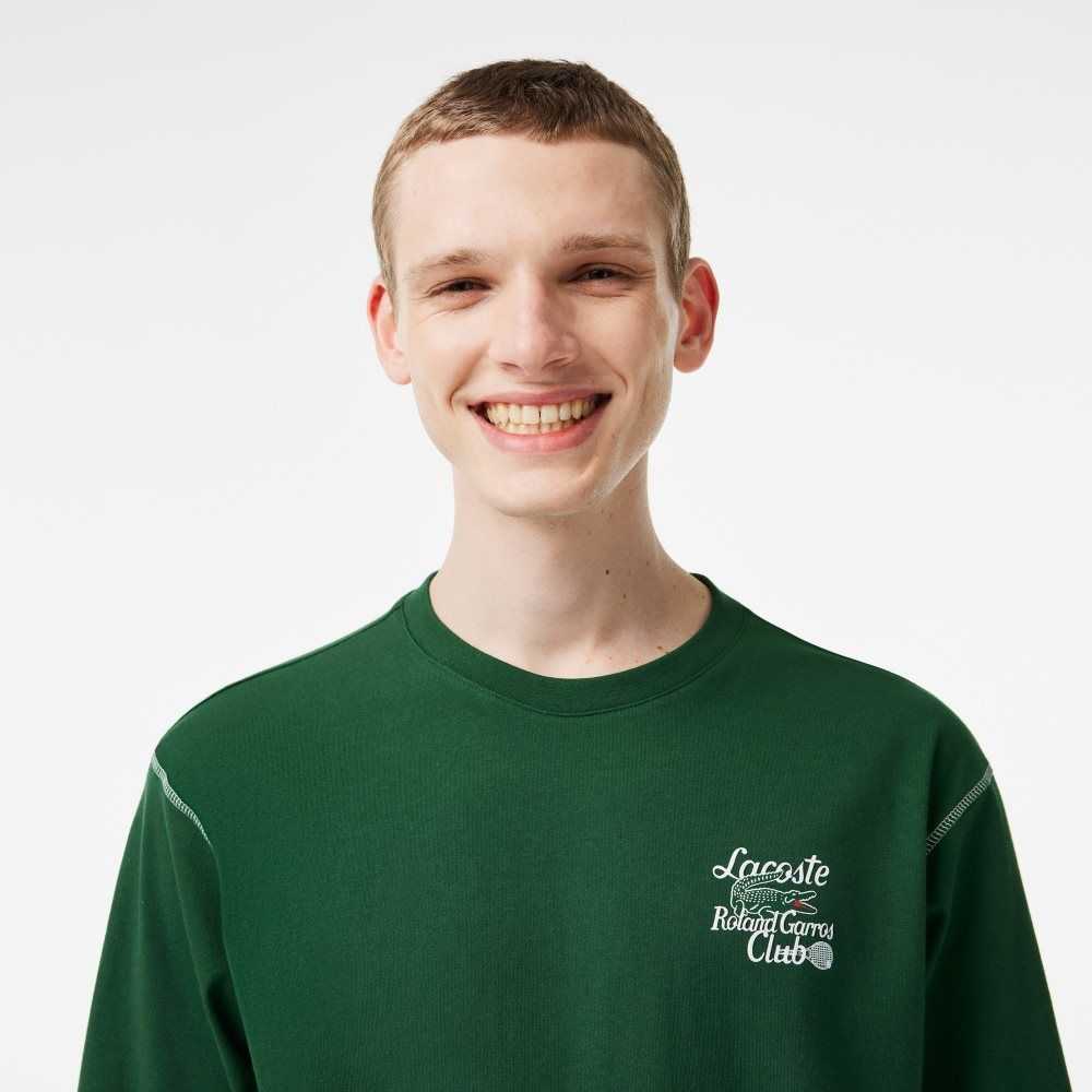 Lacoste SPORT Roland Garros Edition Chunky Jersey T-Shirt Green | ZXF-025746