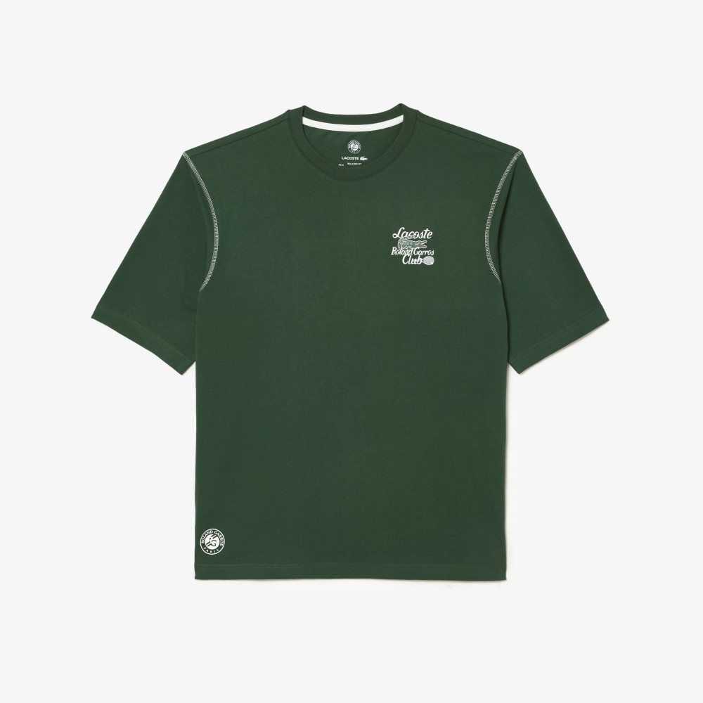 Lacoste SPORT Roland Garros Edition Chunky Jersey T-Shirt Green | ZXF-025746