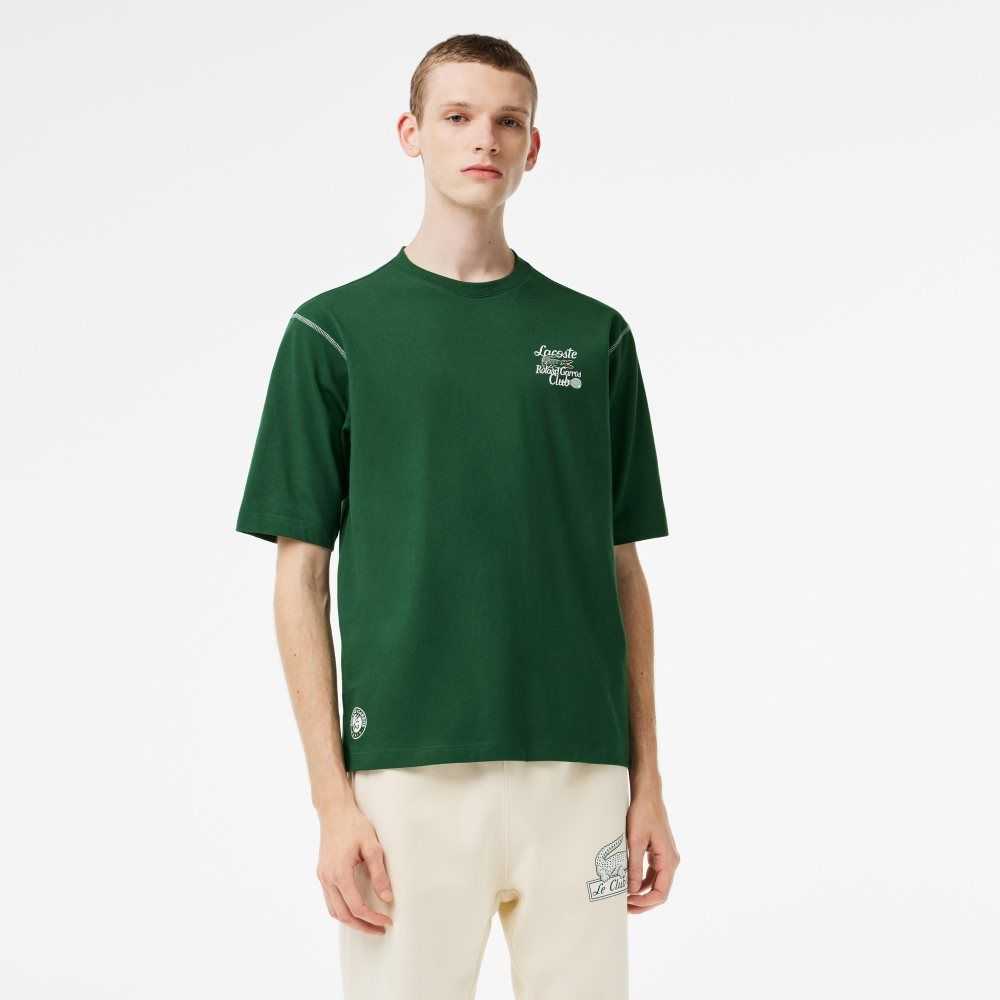 Lacoste SPORT Roland Garros Edition Chunky Jersey T-Shirt Green | ZXF-025746