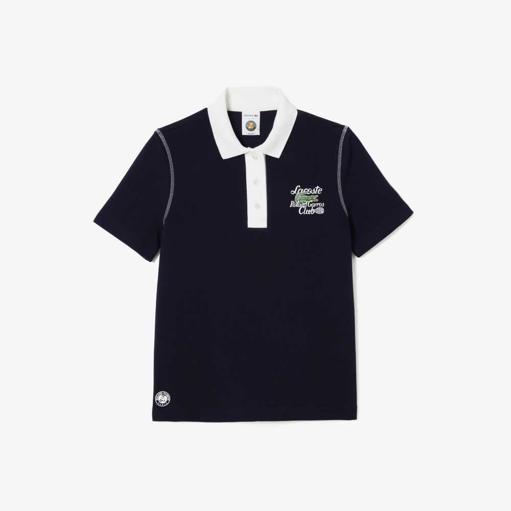 Lacoste SPORT Roland Garros Edition Cotton Pique Polo Navy Blue / White | KTG-415036