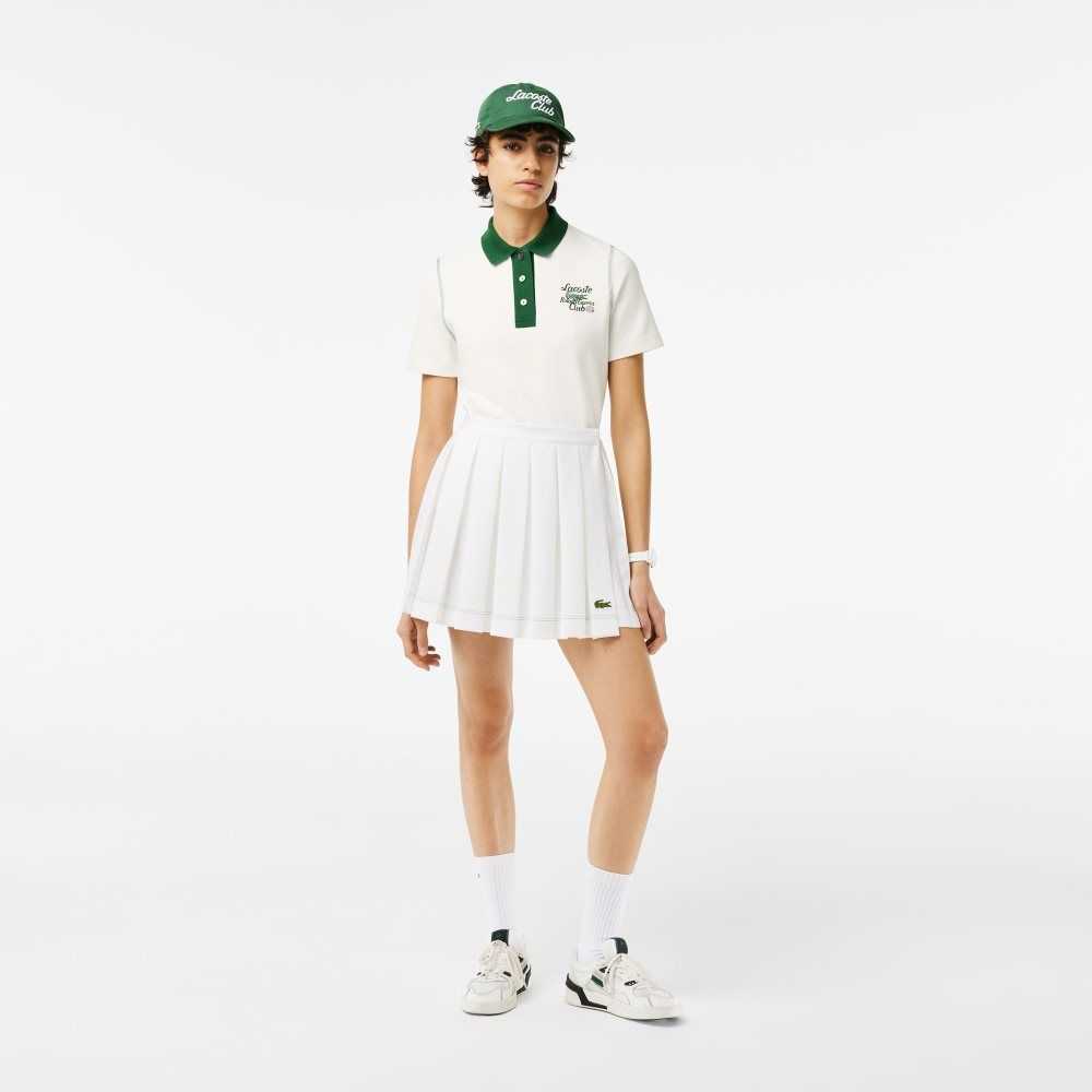 Lacoste SPORT Roland Garros Edition Cotton Pique Polo White / Green | ZRQ-917384