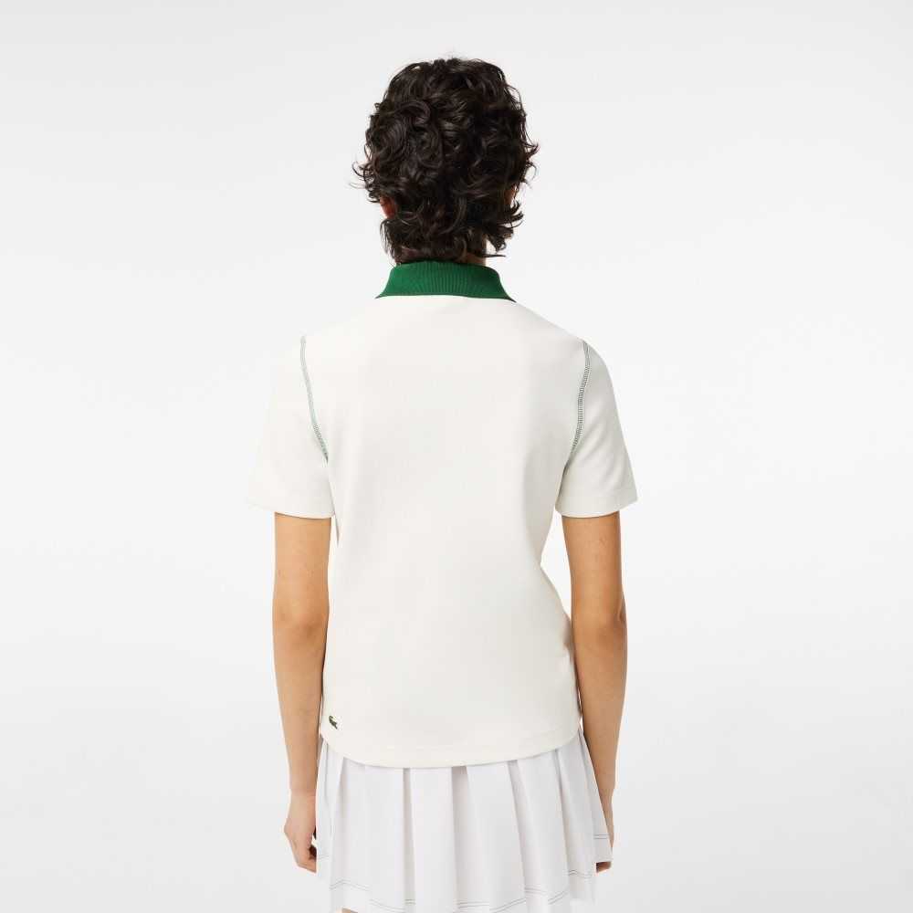 Lacoste SPORT Roland Garros Edition Cotton Pique Polo White / Green | ZRQ-917384