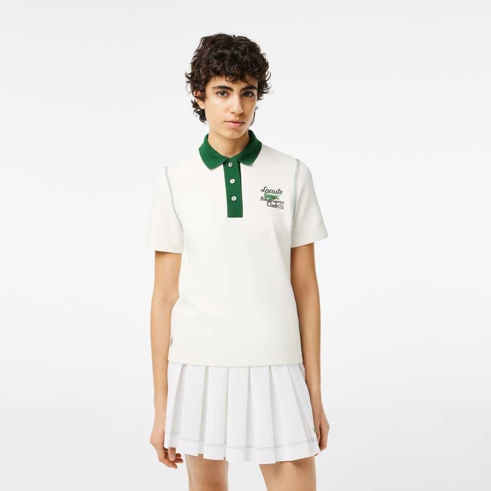 Lacoste SPORT Roland Garros Edition Cotton Pique Polo White / Green | ZRQ-917384