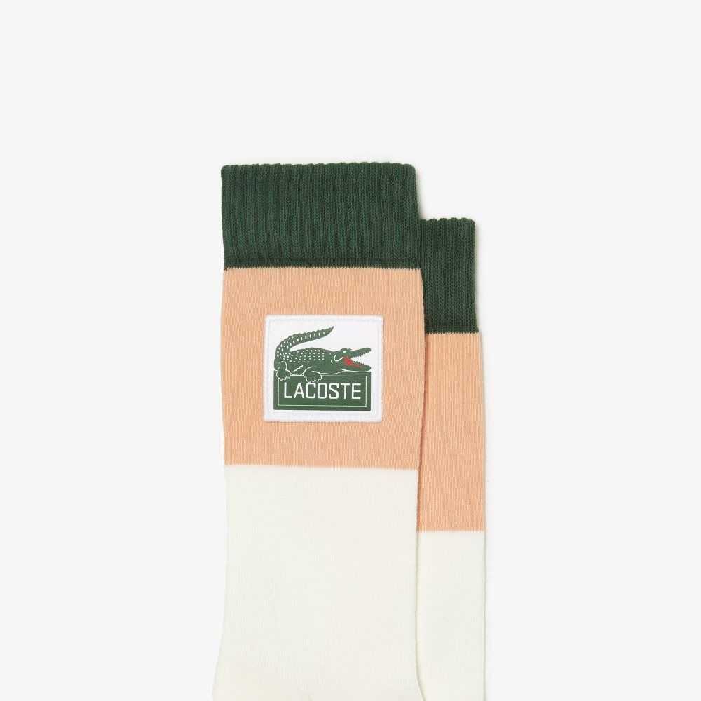 Lacoste SPORT Roland Garros Edition Jersey Socks White / Light Orange / Green | FHQ-512648