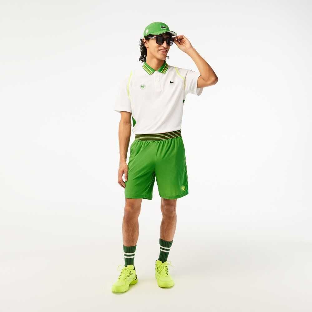 Lacoste SPORT Roland Garros Edition Lined Shorts Green / Yellow | OSY-907628