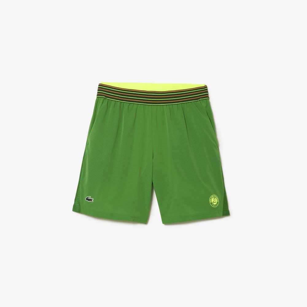 Lacoste SPORT Roland Garros Edition Lined Shorts Green / Yellow | OSY-907628