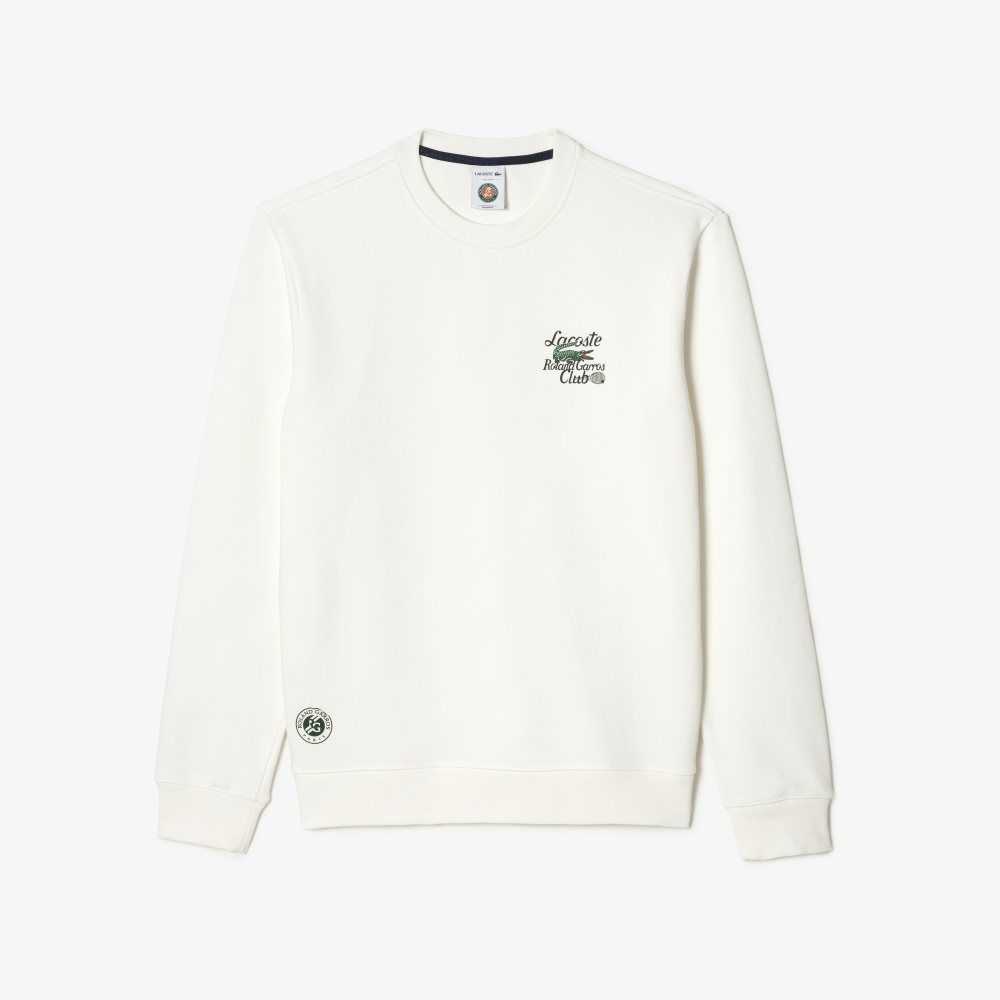 Lacoste SPORT Roland Garros Edition Organic Cotton Sweatshirt White | PCB-751048