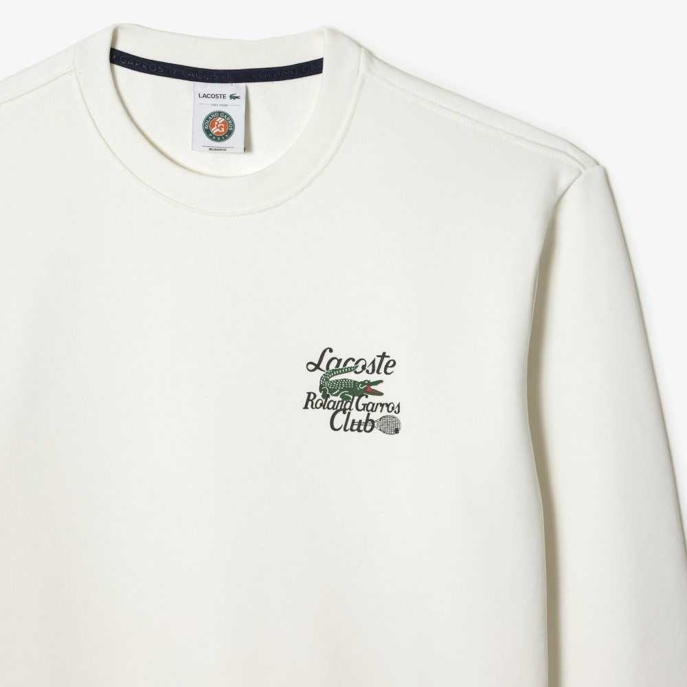 Lacoste SPORT Roland Garros Edition Organic Cotton Sweatshirt White | PCB-751048