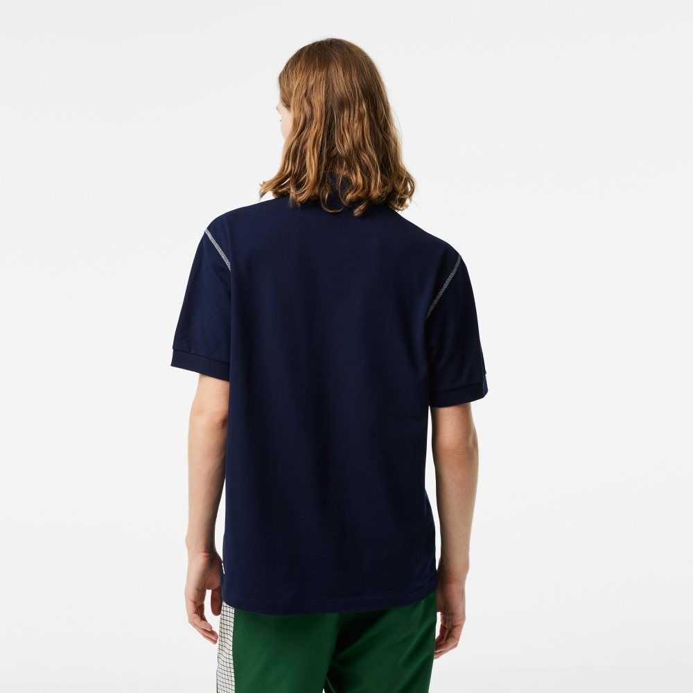 Lacoste SPORT Roland Garros Edition Pique Polo Navy Blue | MXP-135980