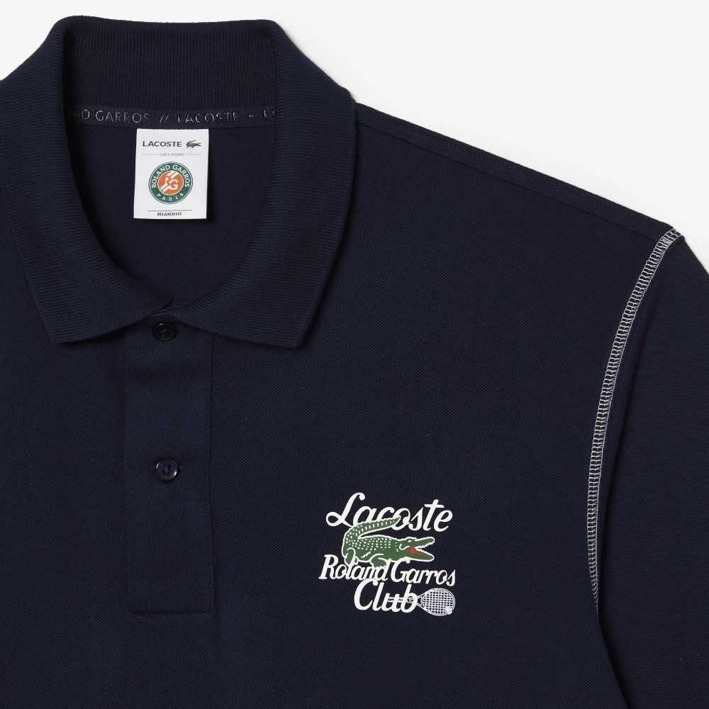 Lacoste SPORT Roland Garros Edition Pique Polo Navy Blue | MXP-135980