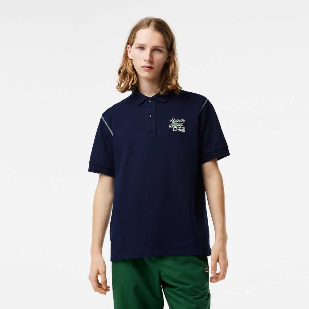 Lacoste SPORT Roland Garros Edition Pique Polo Navy Blue | MXP-135980