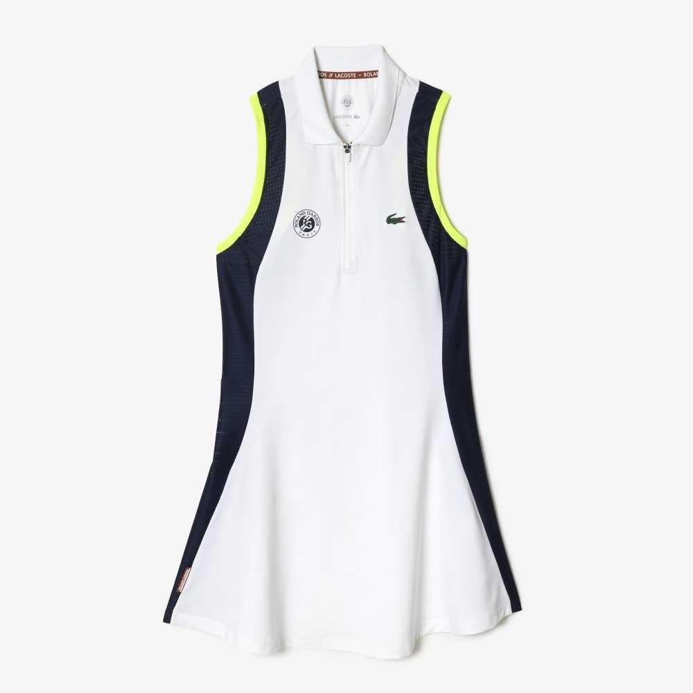 Lacoste SPORT Roland Garros Edition Sleeveless Dress White / Navy Blue / Light Orange | IGM-430251