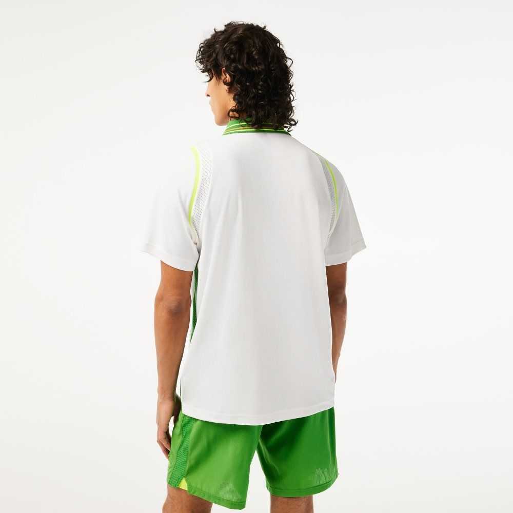 Lacoste SPORT Roland Garros Edition Ultra-Dry Two Tone Polo White / Green | DFT-350491