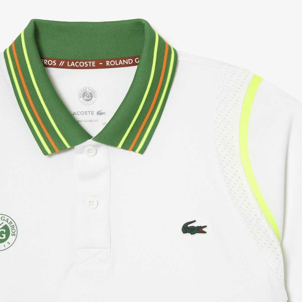 Lacoste SPORT Roland Garros Edition Ultra-Dry Two Tone Polo White / Green | DFT-350491