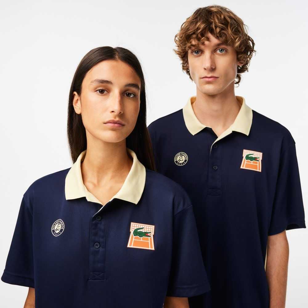 Lacoste SPORT Roland Garros Edition Ultra-Dry Polo Navy Blue / Yellow | GTK-318274