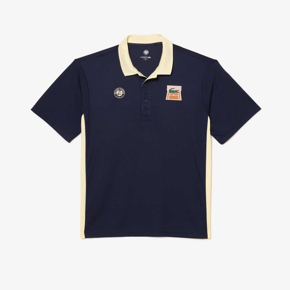 Lacoste SPORT Roland Garros Edition Ultra-Dry Polo Navy Blue / Yellow | GTK-318274