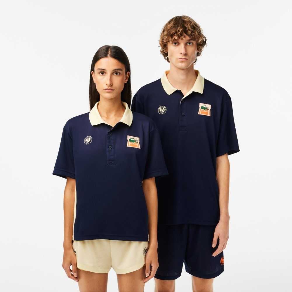 Lacoste SPORT Roland Garros Edition Ultra-Dry Polo Navy Blue / Yellow | GTK-318274