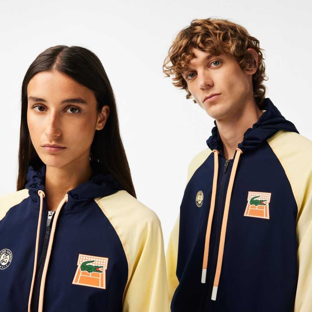 Lacoste SPORT Roland Garros Edition Zip Sweatshirt Navy Blue / Yellow | DFC-902581