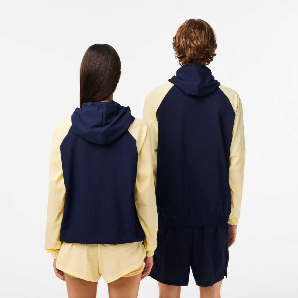 Lacoste SPORT Roland Garros Edition Zip Sweatshirt Navy Blue / Yellow | DFC-902581