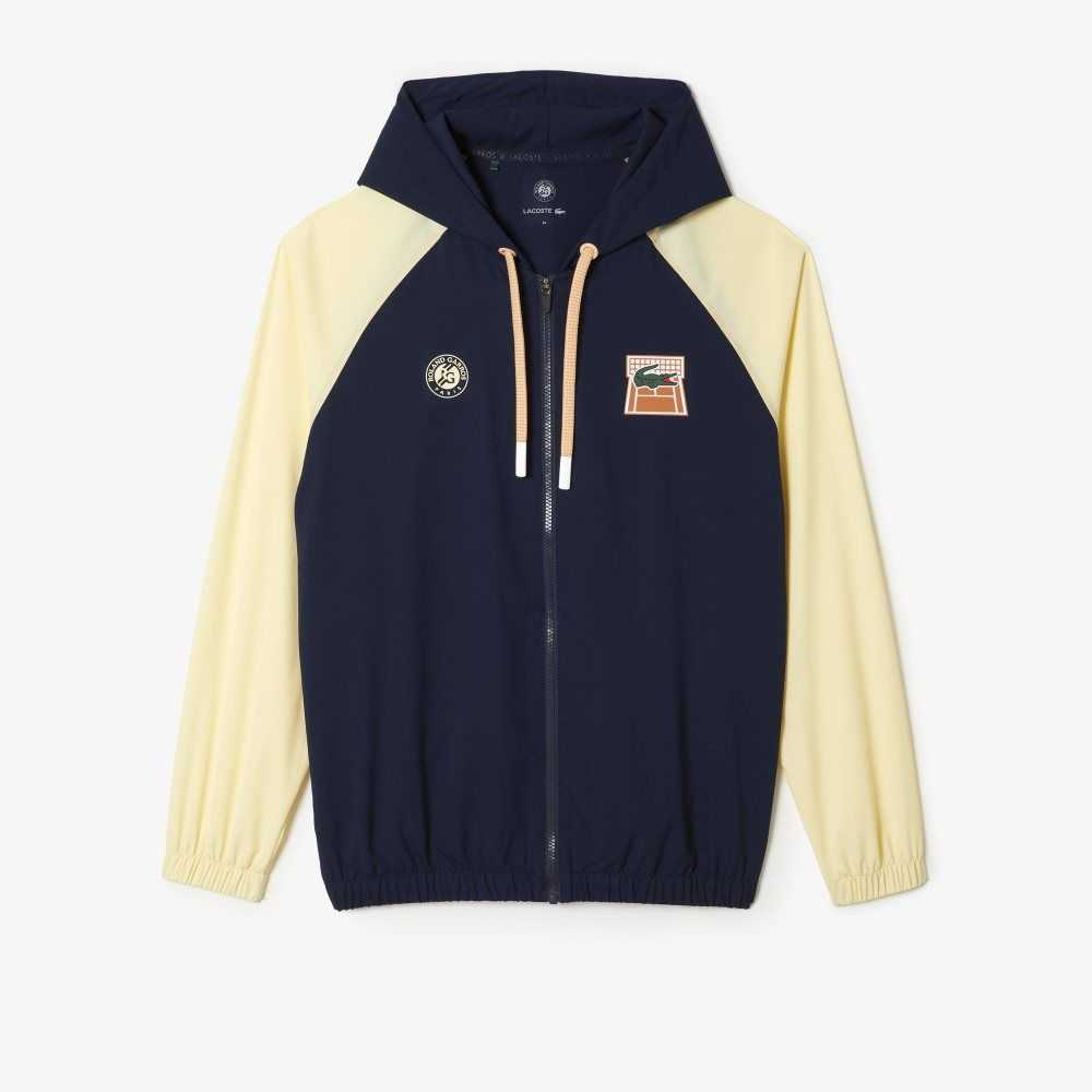 Lacoste SPORT Roland Garros Edition Zip Sweatshirt Navy Blue / Yellow | DFC-902581