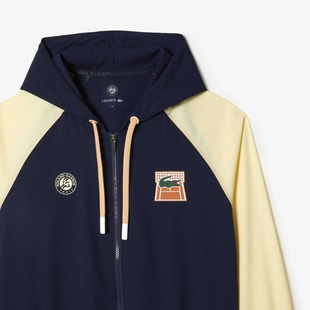 Lacoste SPORT Roland Garros Edition Zip Sweatshirt Navy Blue / Yellow | DFC-902581