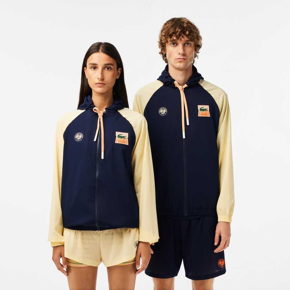 Lacoste SPORT Roland Garros Edition Zip Sweatshirt Navy Blue / Yellow | DFC-902581