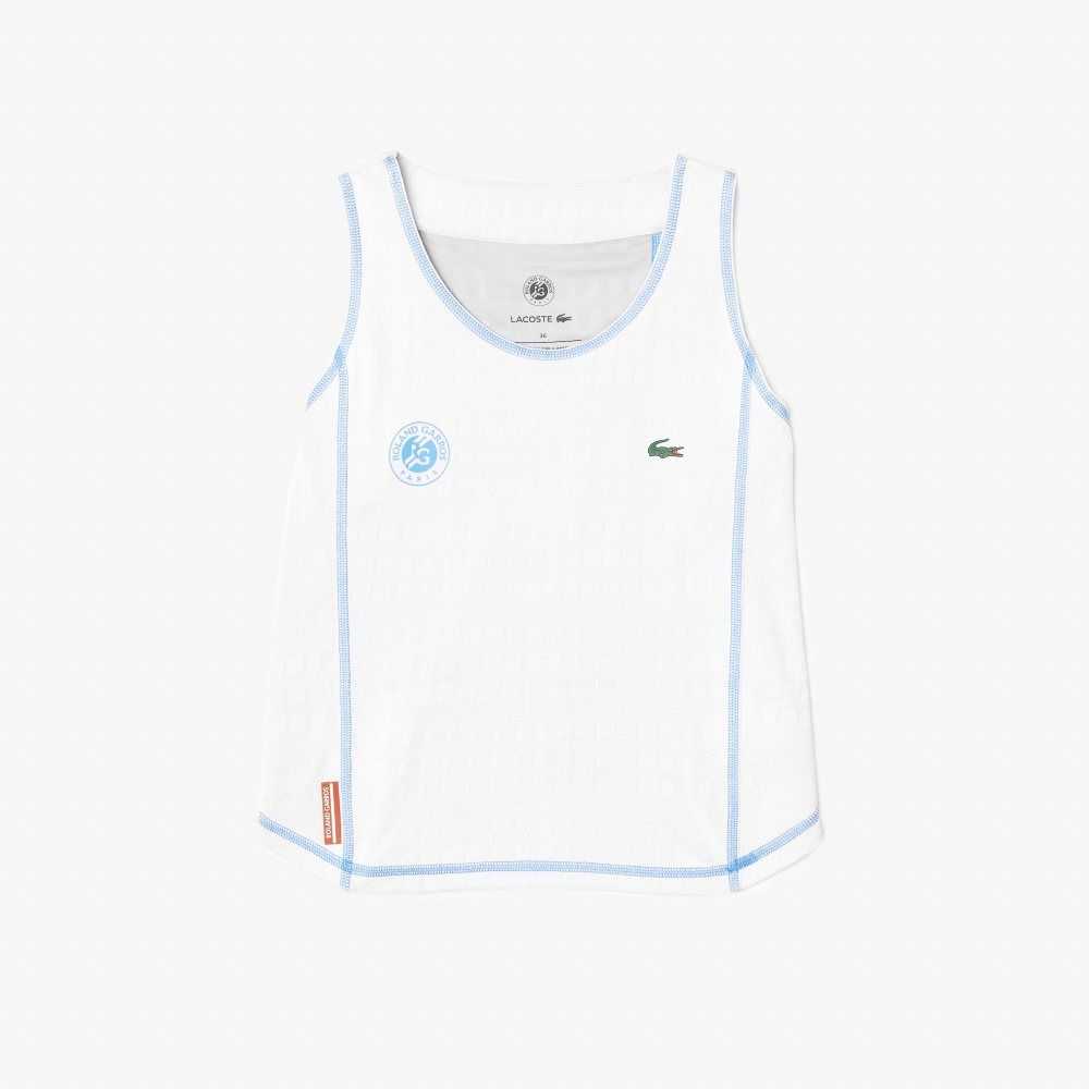 Lacoste SPORT Roland Garros Racer Back Tank Top White / Blue | KFE-603215