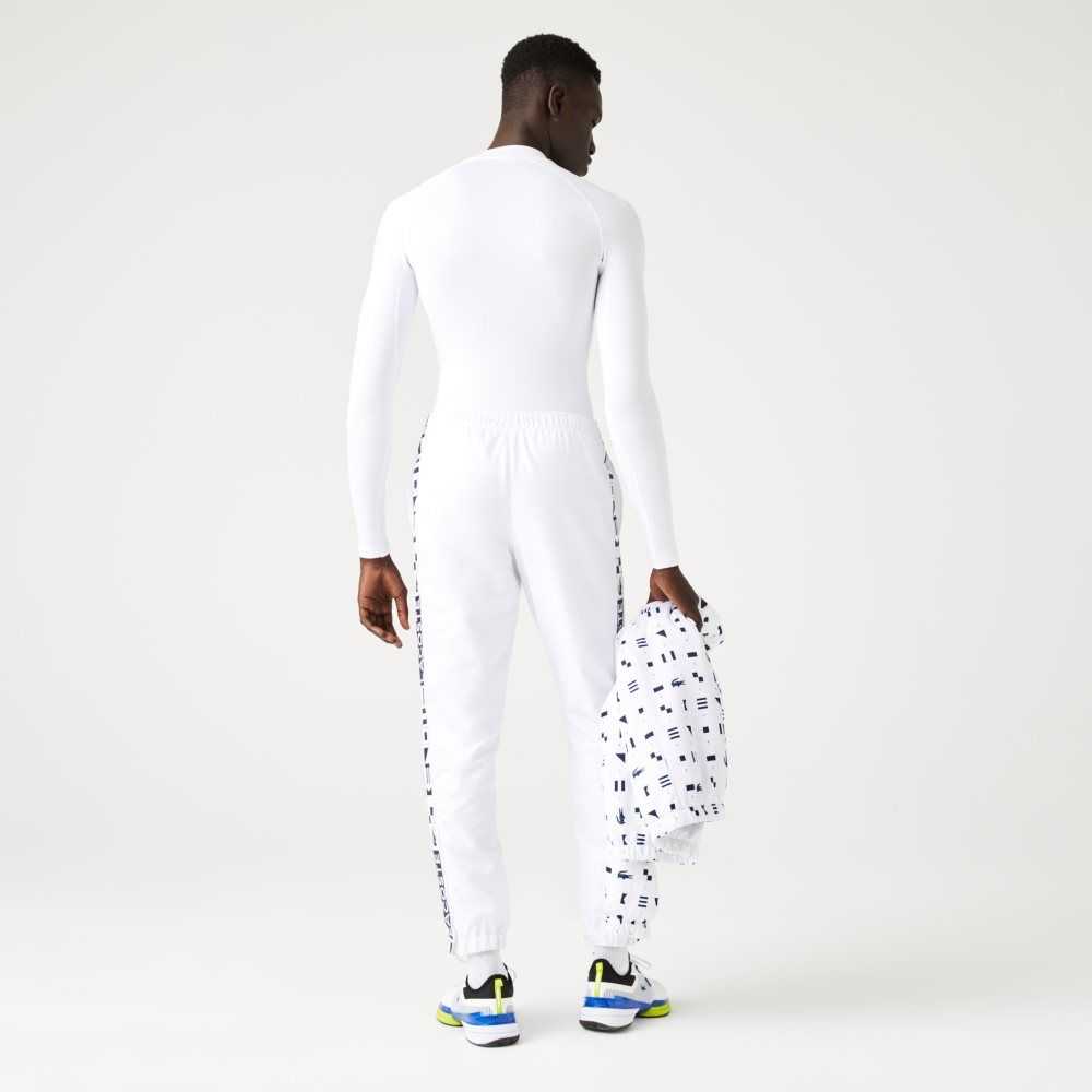 Lacoste SPORT Side Prints Tennis Trackpants White | PWL-360145