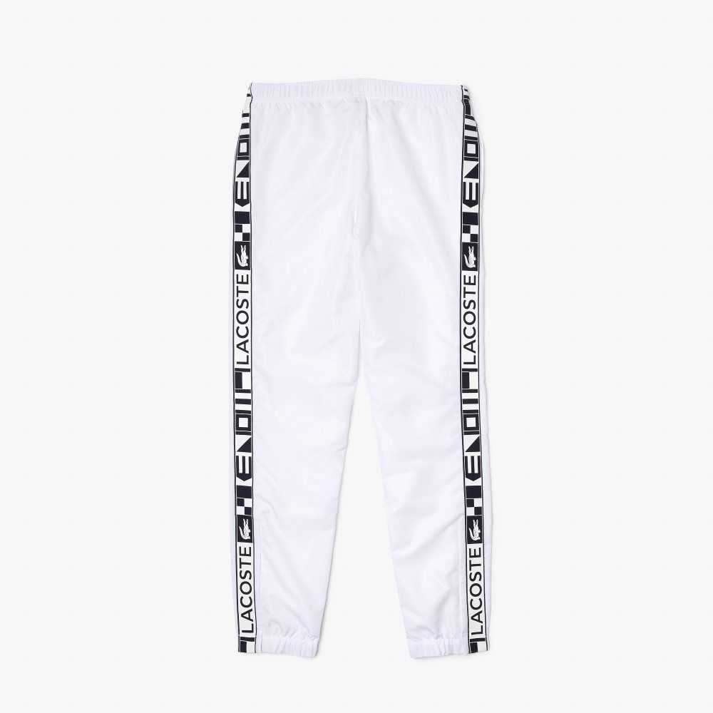 Lacoste SPORT Side Prints Tennis Trackpants White | PWL-360145