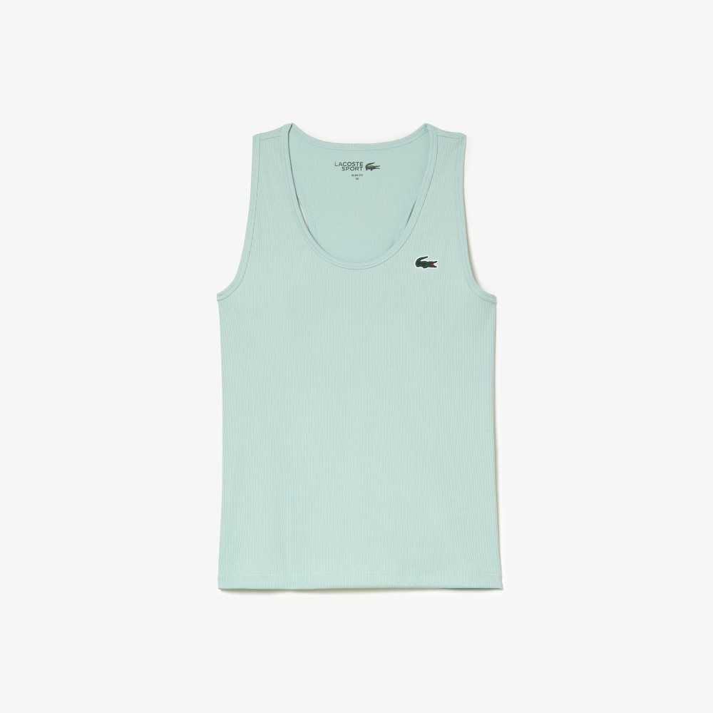 Lacoste SPORT Slim Fit Ribbed Tank Top Mint | GPO-107348