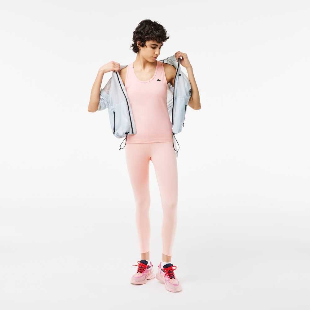 Lacoste SPORT Slim Fit Ribbed Tank Top Pink | AKE-795281