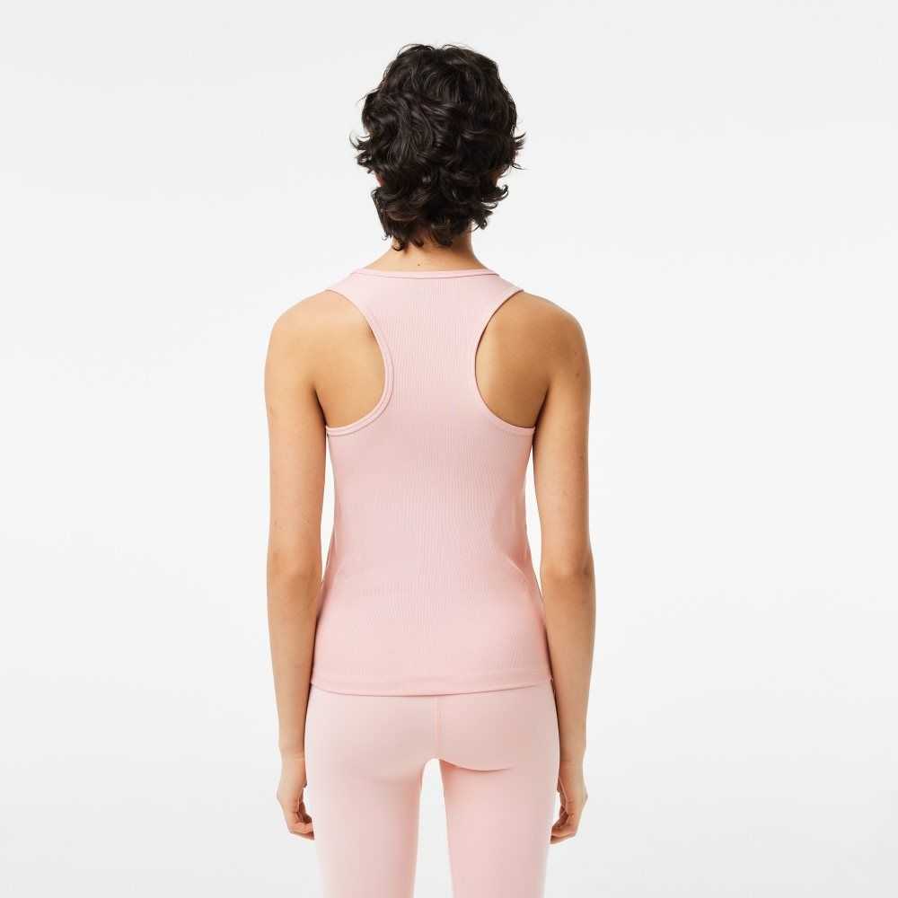 Lacoste SPORT Slim Fit Ribbed Tank Top Pink | AKE-795281