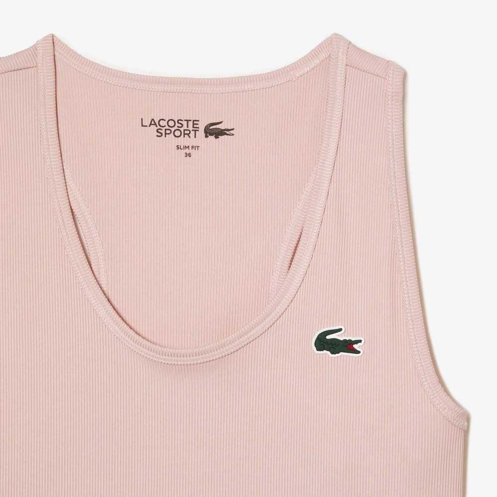 Lacoste SPORT Slim Fit Ribbed Tank Top Pink | AKE-795281