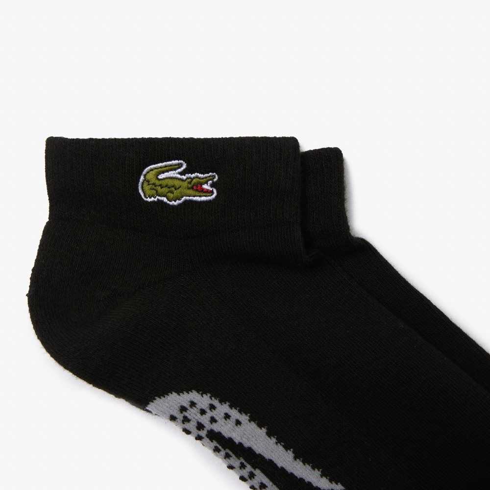 Lacoste SPORT Stretch Cotton Low-Cut Socks Black / Grey Chine | SYM-547289