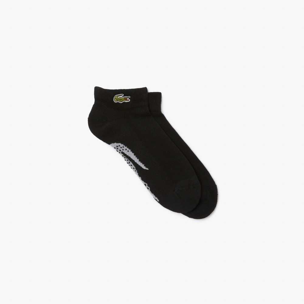 Lacoste SPORT Stretch Cotton Low-Cut Socks Black / Grey Chine | SYM-547289