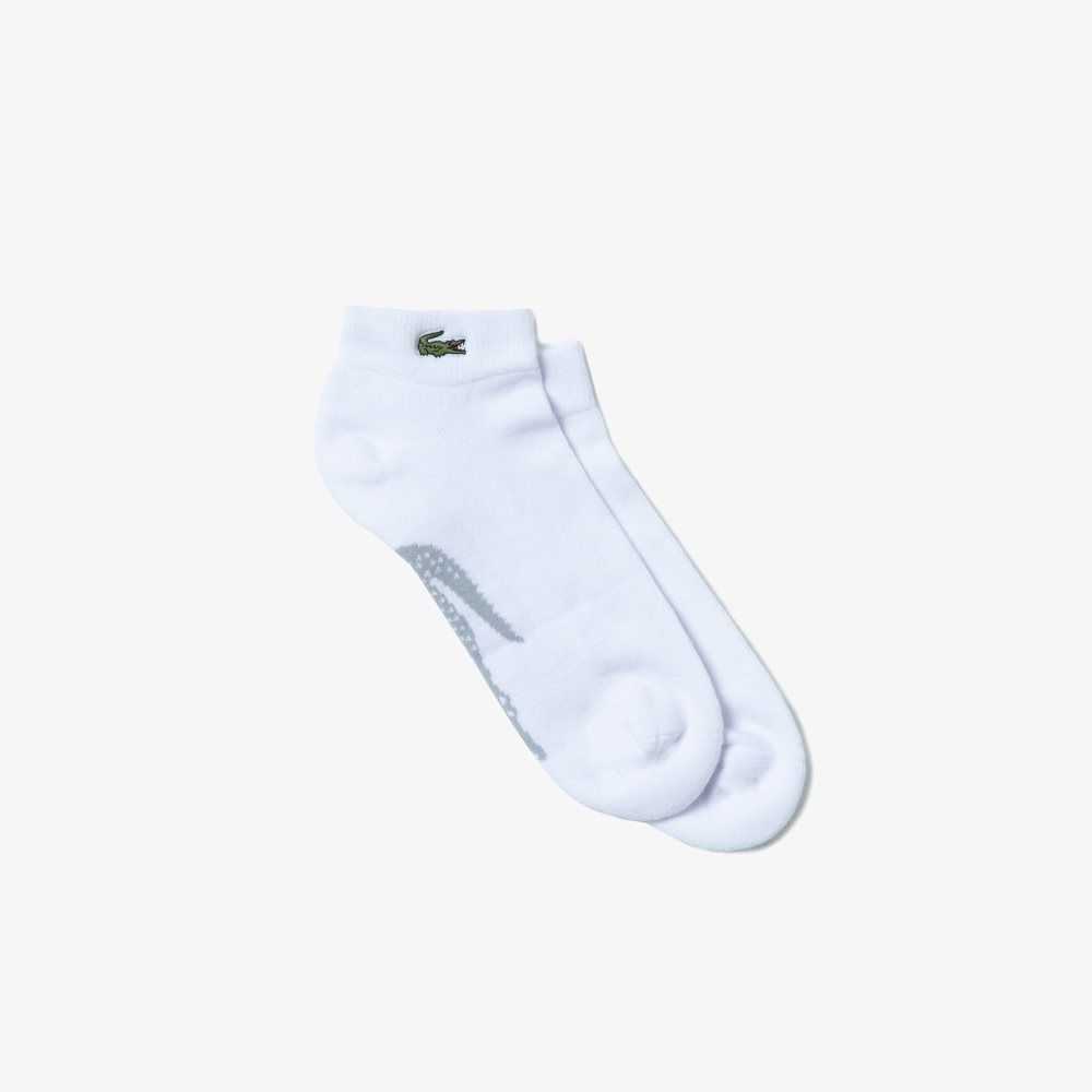 Lacoste SPORT Stretch Cotton Low-Cut Socks White / Grey Chine | XFB-487063