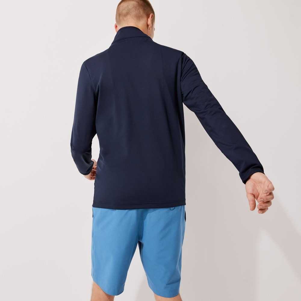 Lacoste SPORT Stretch Half Zip Sweatshirt Navy Blue | LBH-237509