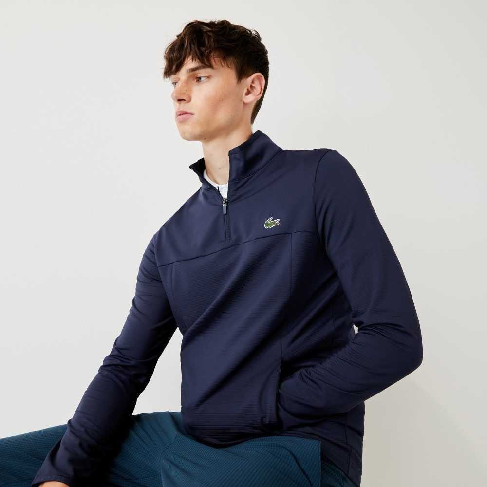 Lacoste SPORT Stretch Half Zip Sweatshirt Navy Blue | LBH-237509