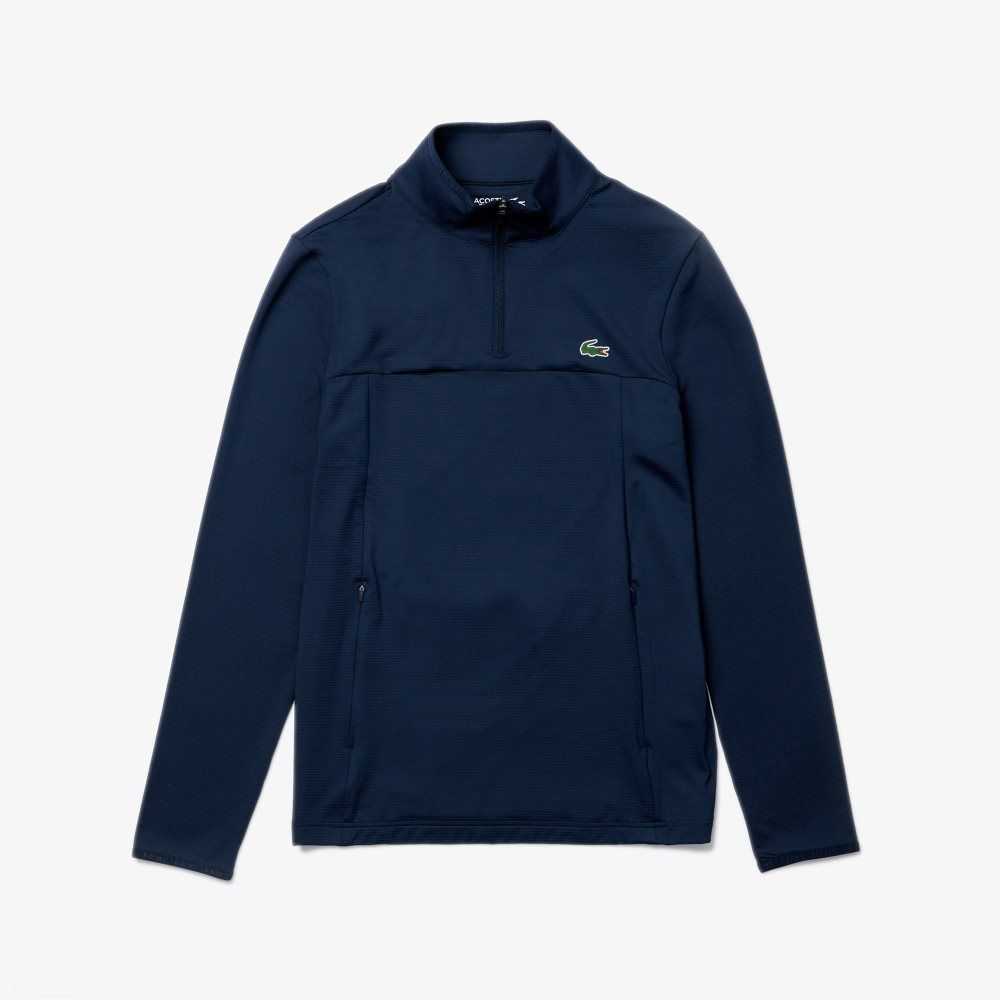 Lacoste SPORT Stretch Half Zip Sweatshirt Navy Blue | LBH-237509