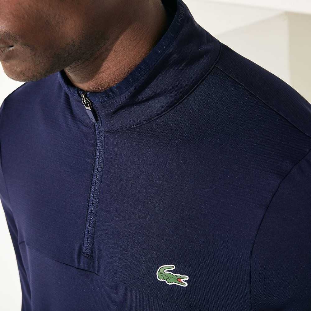 Lacoste SPORT Stretch Half Zip Sweatshirt Navy Blue | LBH-237509