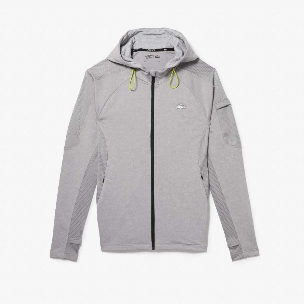 Lacoste SPORT Stretch Zip Sweatshirt Grey Chine / Light Grey | LES-120683